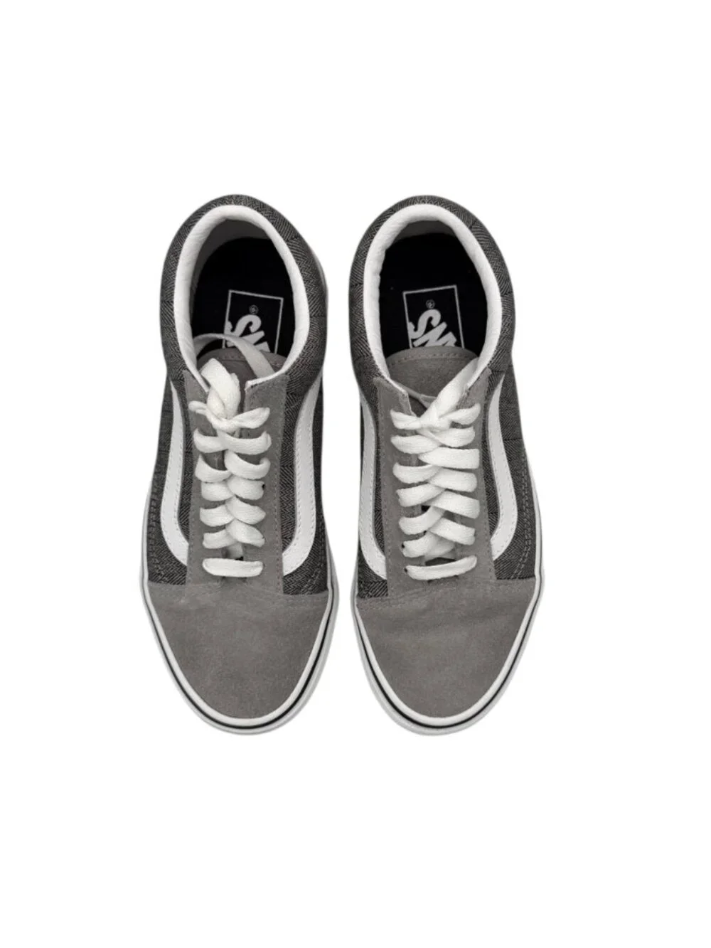 Vans Unisex Low Top Old Skool Gray White Suede Canvas Lace Up Sneakers‎ (5)